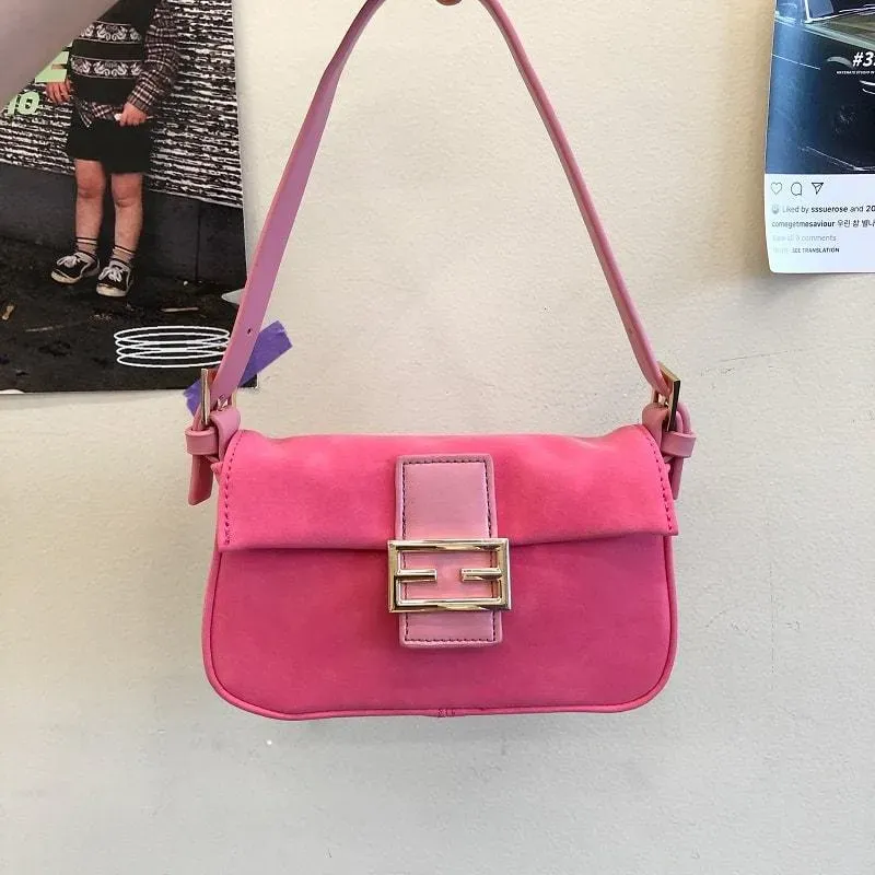 Women Fashion Color Blocking Patchwork Underarm Bag