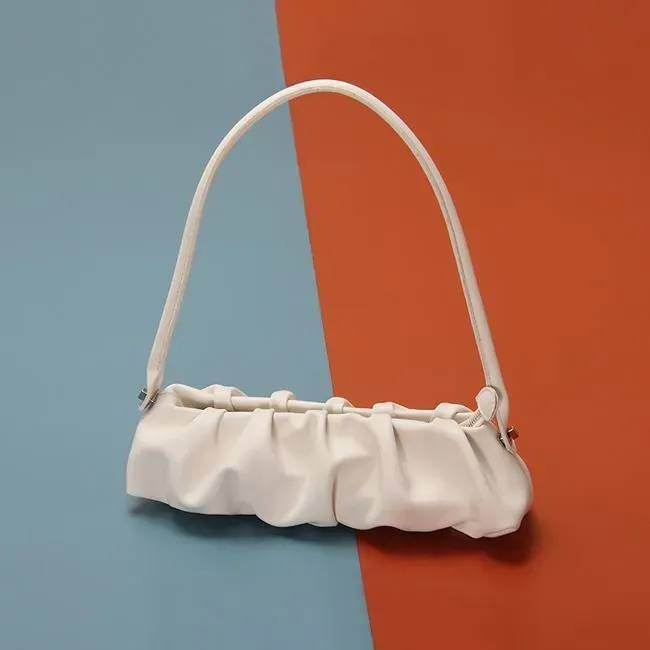 Women Fashion Solid Color Creased Shoulder Bag