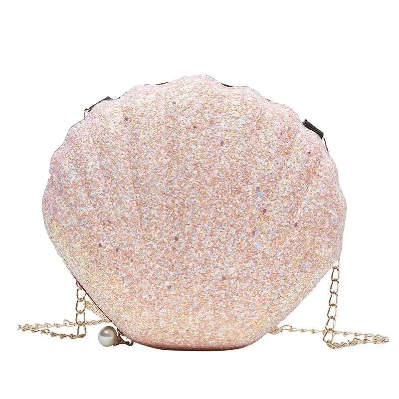 Women Fashion Shell Shape Metal Chain Crossbody Bag