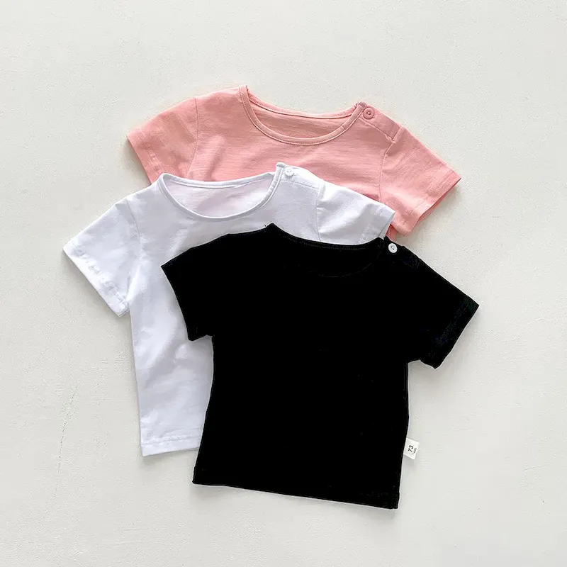 Wholesale Kids Baby Casual Solid Color Cotton Short-Sleeve T-Shirt