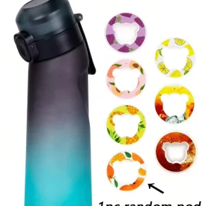 1pc 650ml Flavored Water Bottle with Random 1 Flavour Pods Air Water Bottle Frosted Black Air Camping Sport Fitness Cup