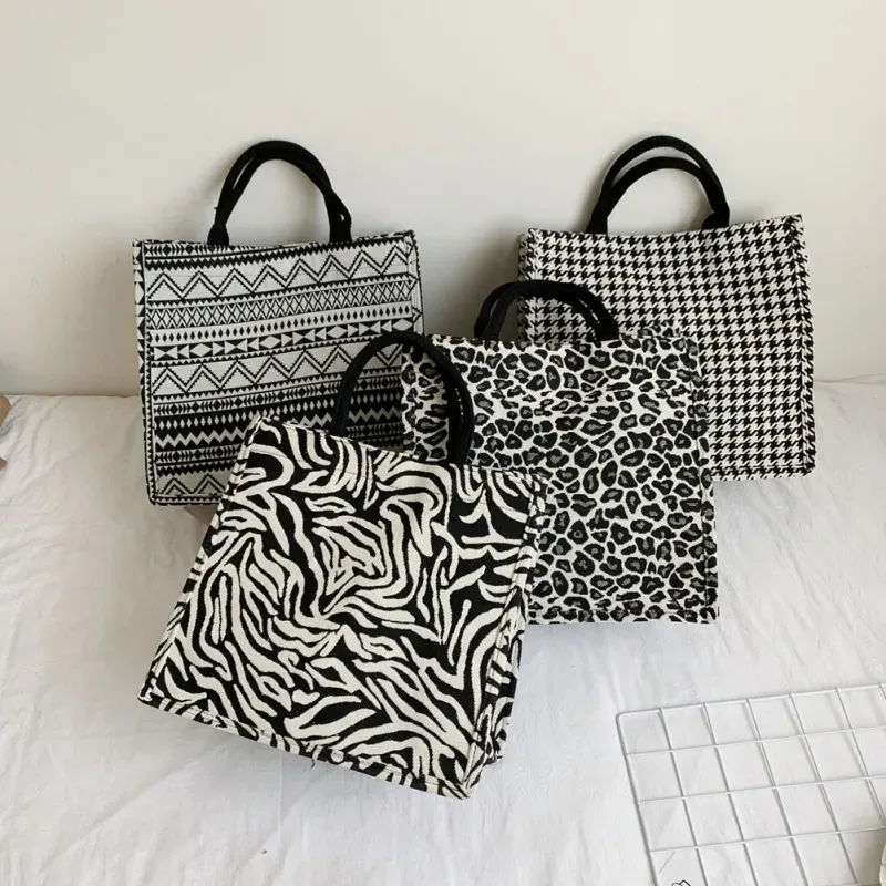 Women Casual Geometric Pattern Large Capacity Canvas Tote Bag