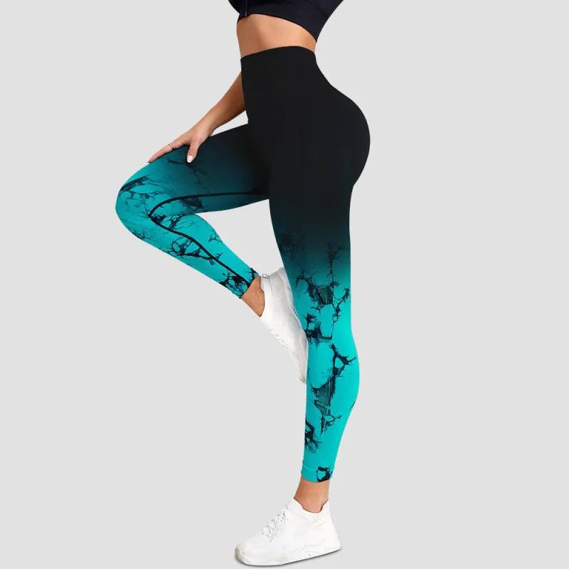 Women Fashion Tie-Dye Printed High Waist Pants Yoga Leggings