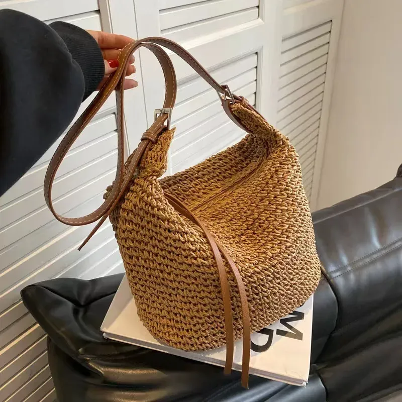 Bohemian Casual Large Woven Shoulder Bag