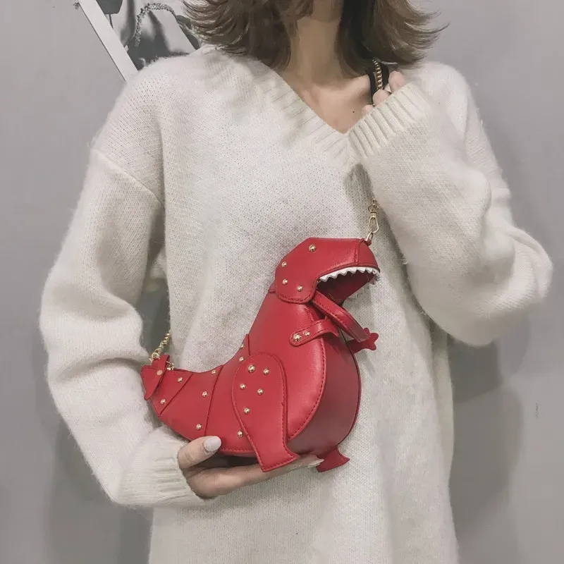 Women Cartoon Creative Shaped Bag Three-Dimensional Dinosaur Chain Crossbody Bag