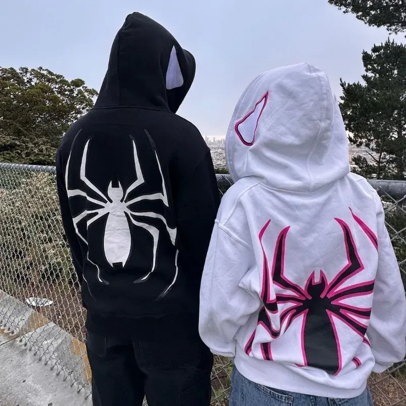 Y2K Unisex Couple Personalized Spider-Print Hoodie