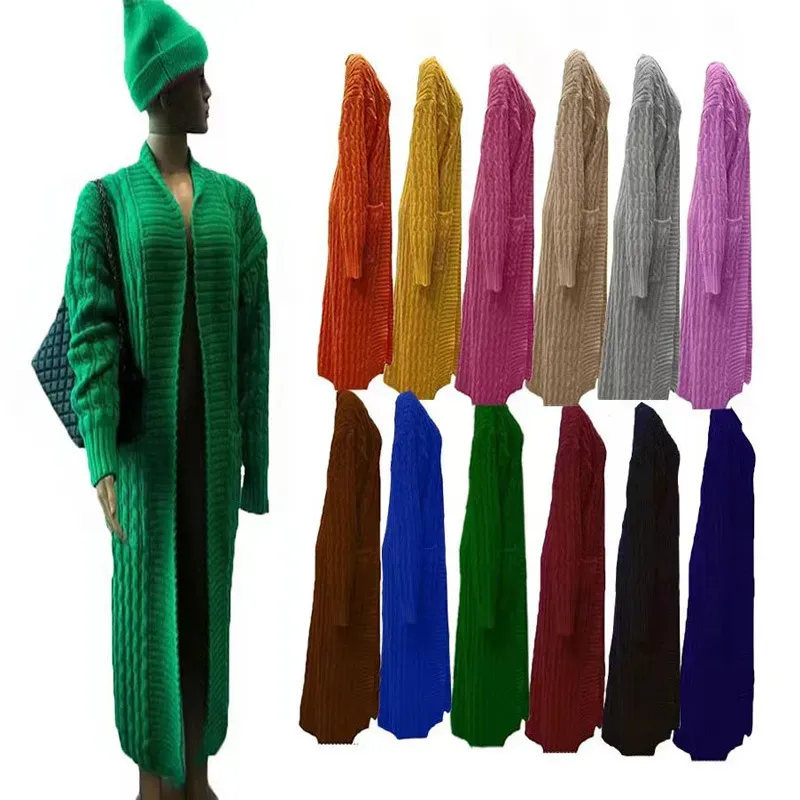 Autumn Winter Women Fashion Solid Color Long Sleeve Sweater Coat