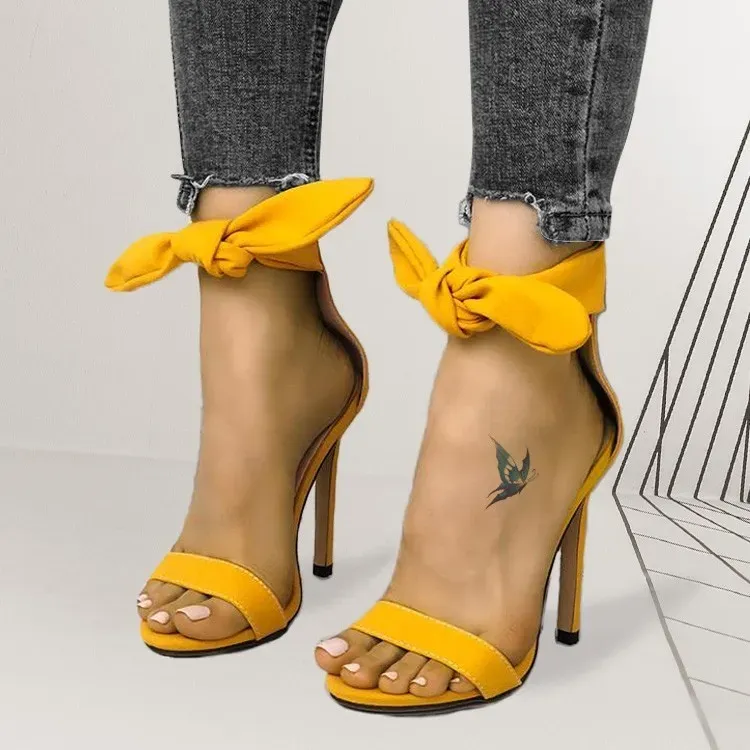 Women Fashion Sexy Bowknot Peep-Toe Thin High Heeled Sandals
