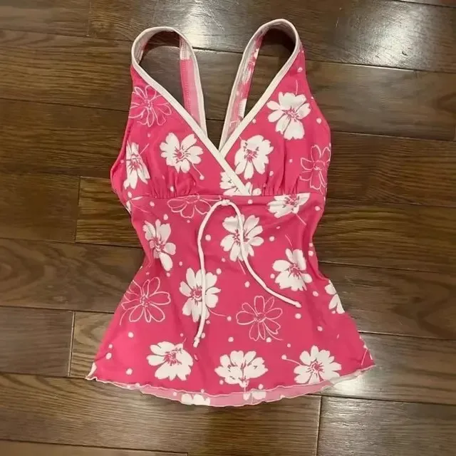 Women Fashion Sexy Floral Printed Slim-Fit Tank Top