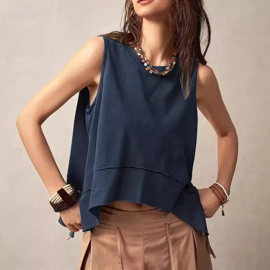 Women Fashion Casual Irregular Loose Sleeveless Tank Top