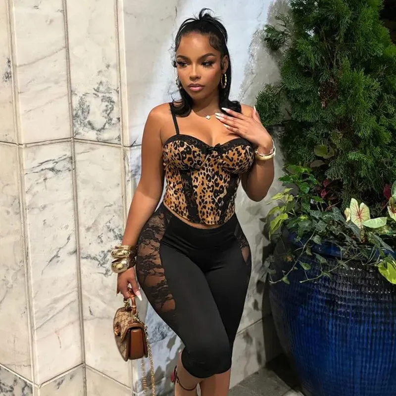 Women Summer Low Waist Mesh Lace See-Through Solid Color Cropped Casual Pants