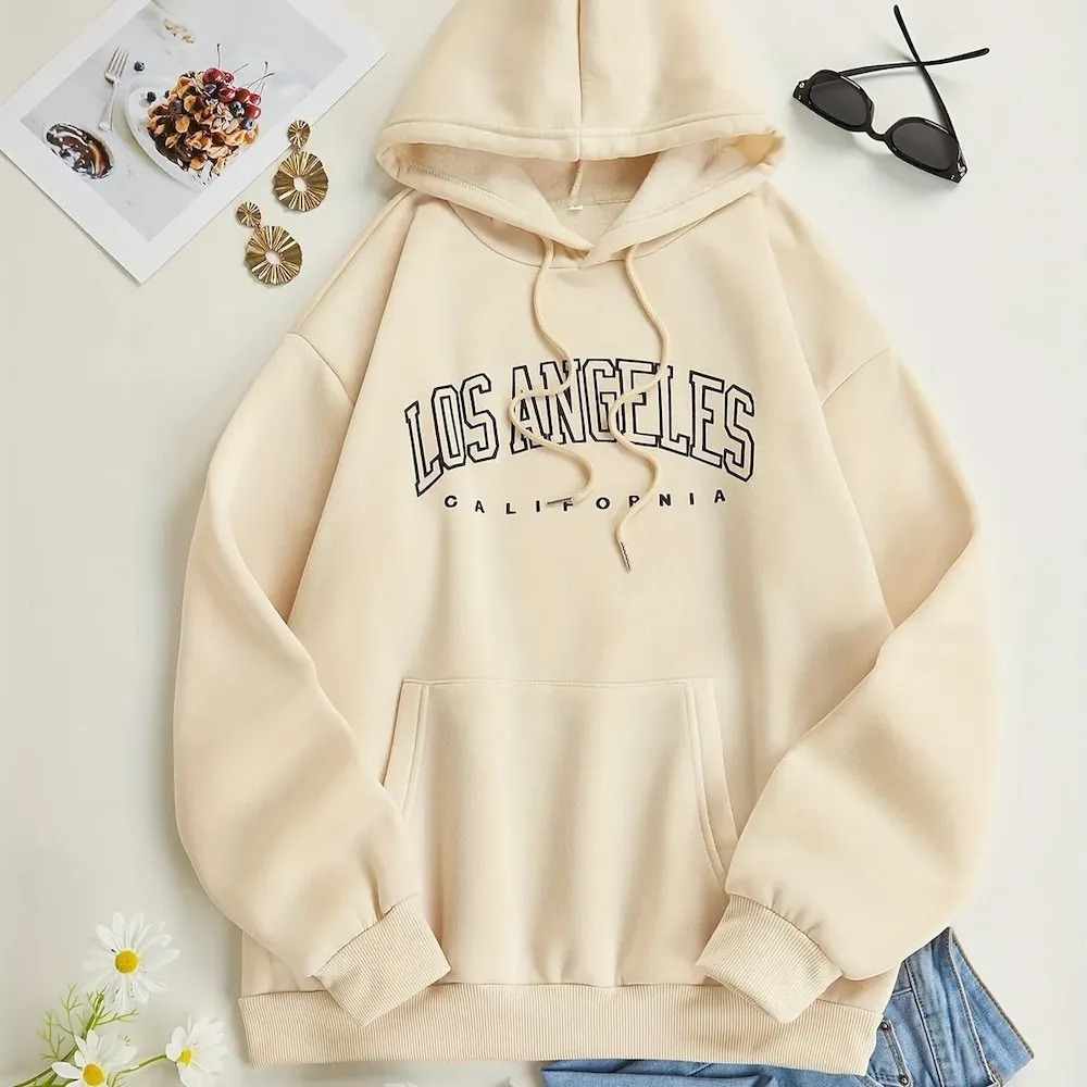 Women Casual Letter-Print Loose Hoodie