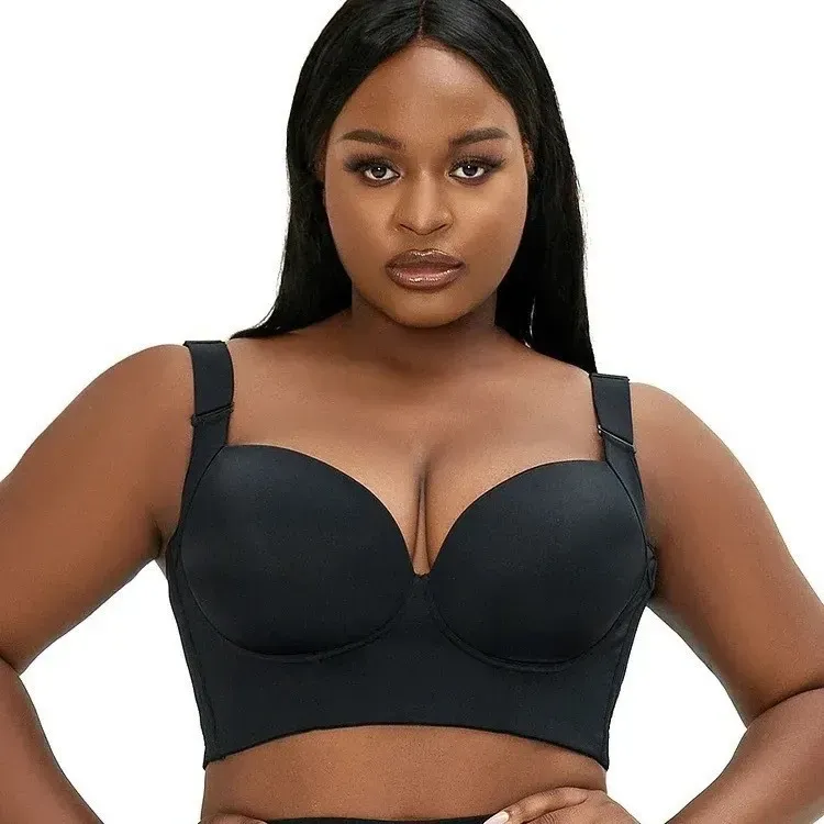 Women Fashion Simple Plus Size Solid Color Seamless Steel Ring Bra