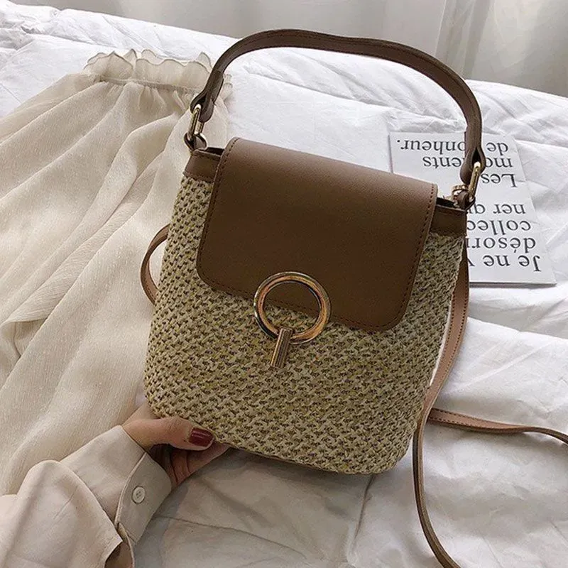 Simple Handmade Straw Woven Crossbody Bag