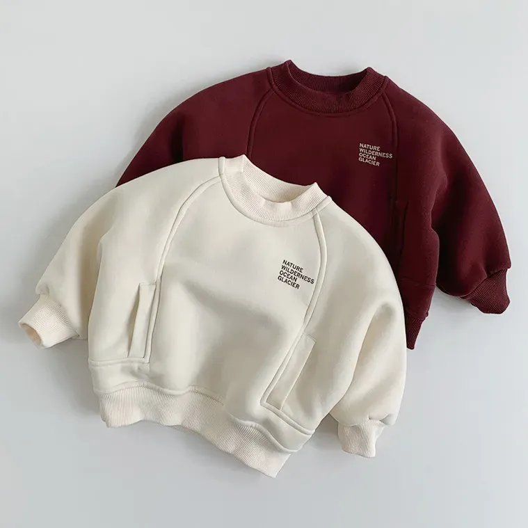 Wholesale Children'S Fashion Casual Fleece-Lined Thickened Long-Sleeve Sweatshirt