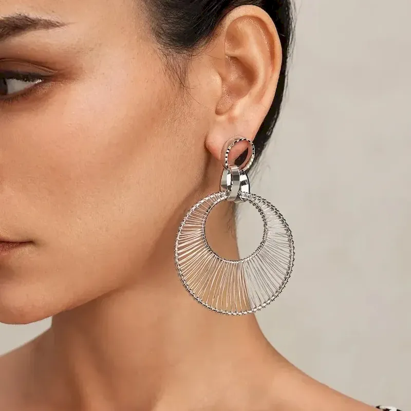 Wholesale Women Fashion Simple Geometric Round Winding Hollow Earrings