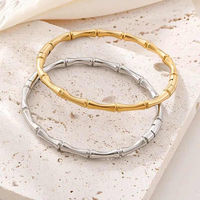 Wholesale Women Fashion Simple Stainless Steel Bamboo Bracelet