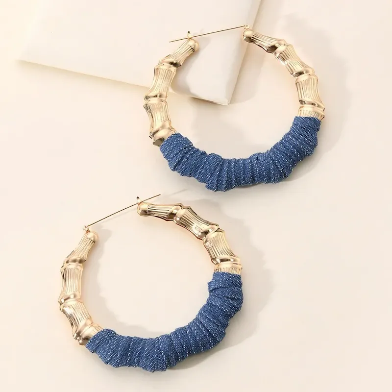 Wholesale Fashion Exaggerated Denim Earrings