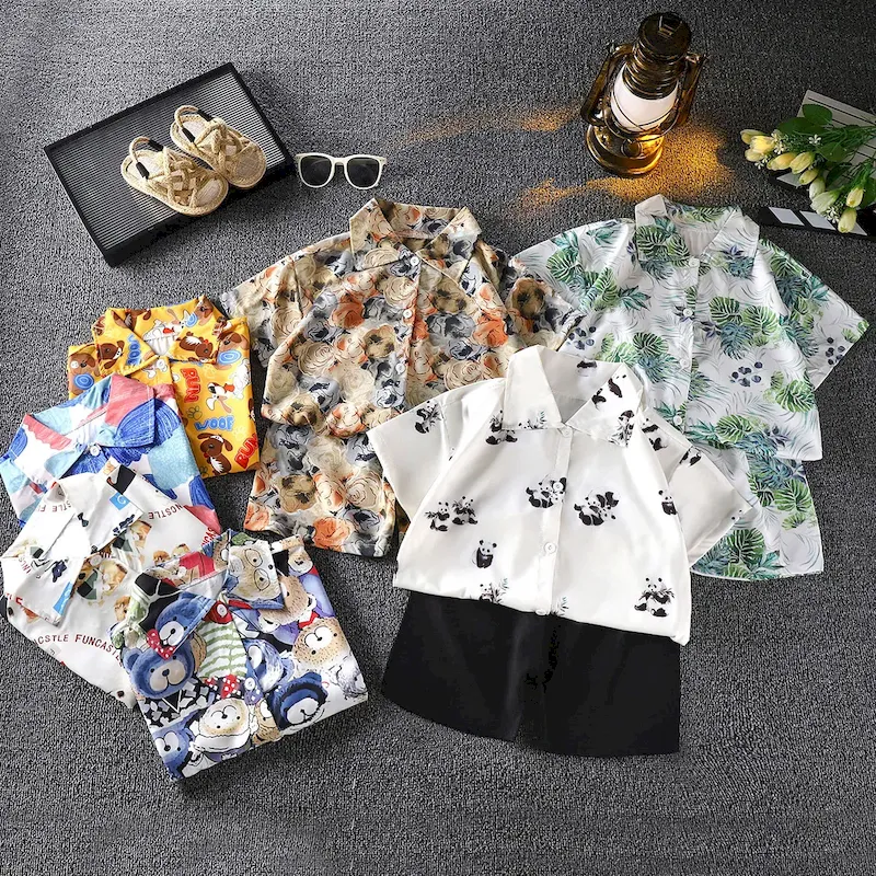 Wholesale Boy'S Fashion Cartoon Print Shirt And Shorts Two-Piece Set